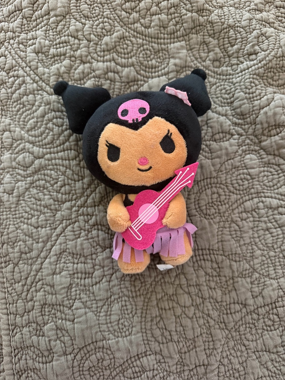 Sanrio Kuromi Plush with Pink Guitar and Purple Skirt